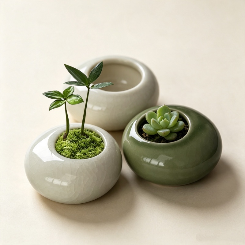 Echeveria Succulent - Mini ijsgeglazuurde plantenpot, creatieve succulentenpot, bonsai