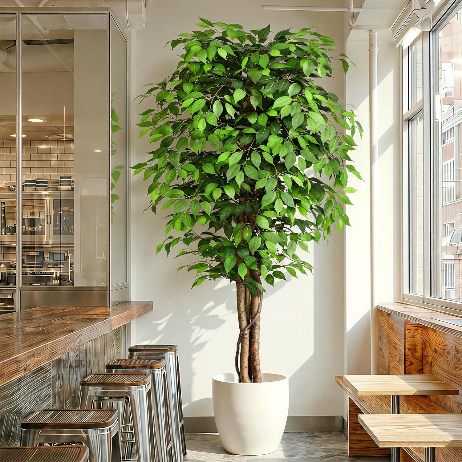 Ficus Lyrata Tree - Levensechte kunstmatige vijgenboom met natuurlijke stam