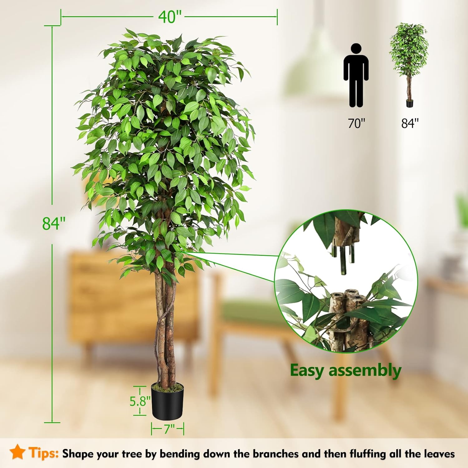 Levensechte kunstmatige vijgen - Ficus Lyrata Tree recensie en prijs